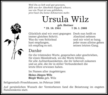 Traueranzeigen Von Ursula Wilz Trauer Op Online De