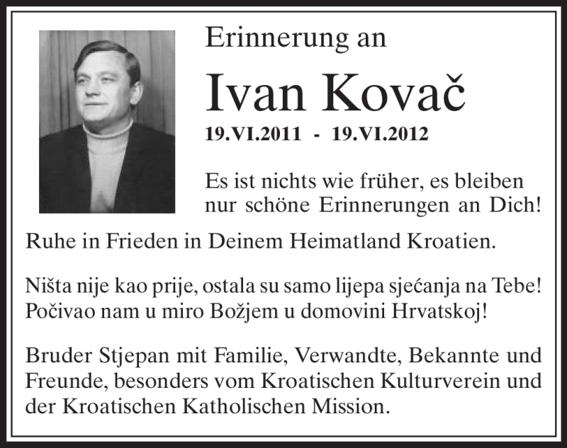 Traueranzeigen Von Ivan Kovac Trauer Op Online De