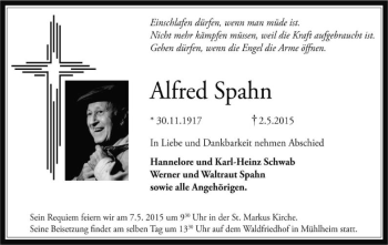 Traueranzeigen Von Alfred Spahn Trauer Op Online De