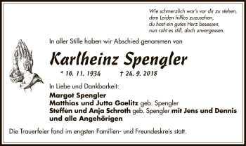 Traueranzeigen Von Karlheinz Spengler Trauer Op Online De