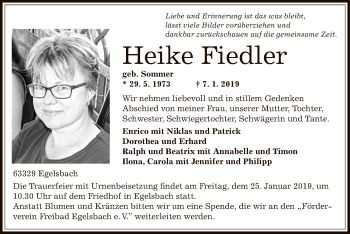 Traueranzeigen Von Heike Fiedler Trauer Op Online De