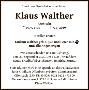 Traueranzeigen Von Klaus Walther Trauer Op Online De