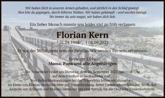 Traueranzeigen Von Florian Kern Trauer Op Online De