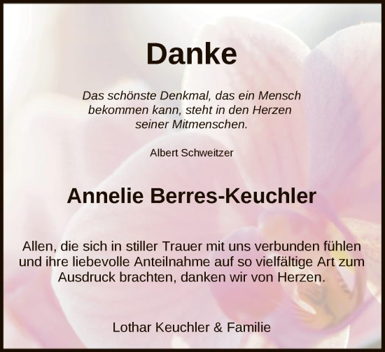 Traueranzeige von Annelie Berres-Keuchler von OF