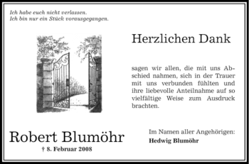 Traueranzeige von Robert Blumöhr von OFFENBACH-POST/HANAU-POST