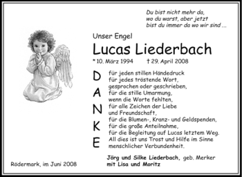 Traueranzeige von Lucas Liederbach von OFFENBACH-POST/HANAU-POST