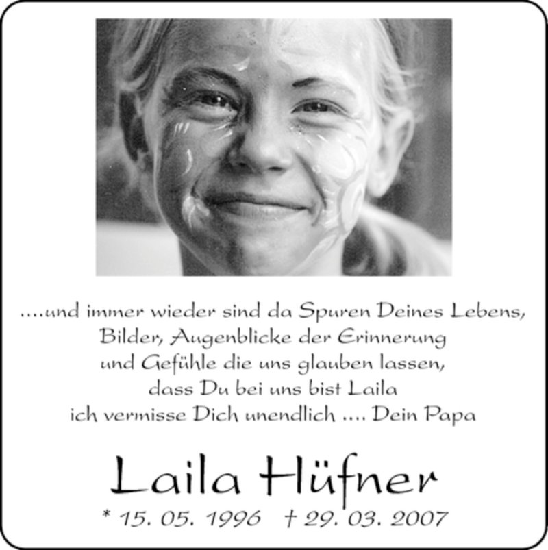  Traueranzeige für Laila Hüfner vom 29.03.2008 aus OFFENBACH-POST/HANAU-POST