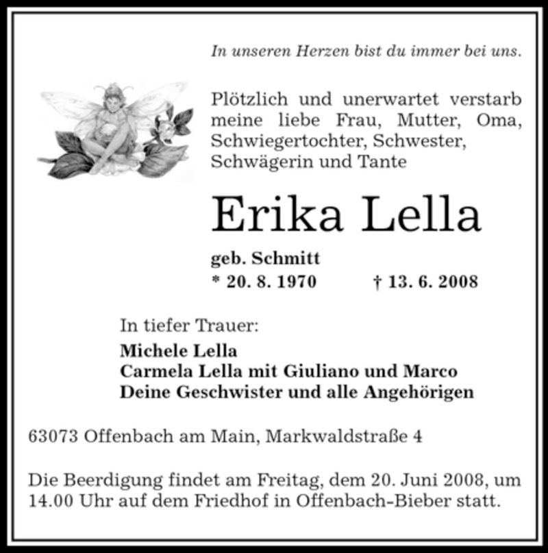 Traueranzeigen von Erika Lella trauer.op online.de