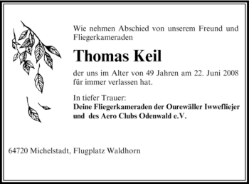 Traueranzeige von Thomas Keil von OFFENBACH-POST/HANAU-POST