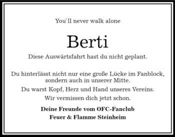 Traueranzeige von Berti Berti von OFFENBACH-POST/HANAU-POST