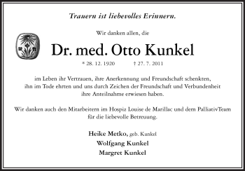 Traueranzeige von Otto Kunkel von OFFENBACH-POST/HANAU-POST