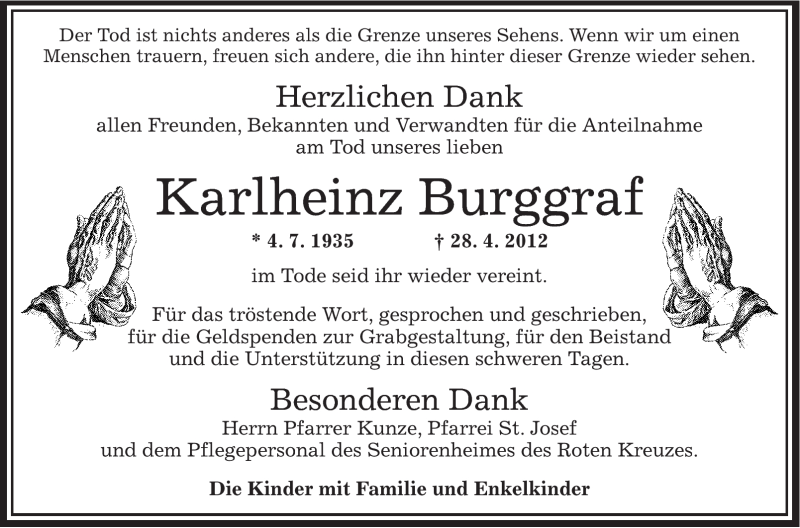  Traueranzeige für Karlheinz Burggraf vom 26.05.2012 aus OFFENBACH-POST/HANAU-POST