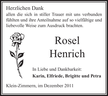 Traueranzeige von Rosel Henrich von OFFENBACH-POST/HANAU-POST