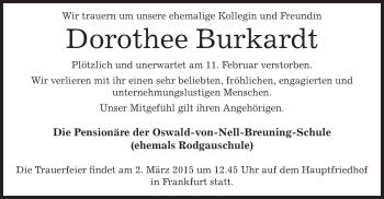 Traueranzeige von Dorothee Burkardt von Offenbach