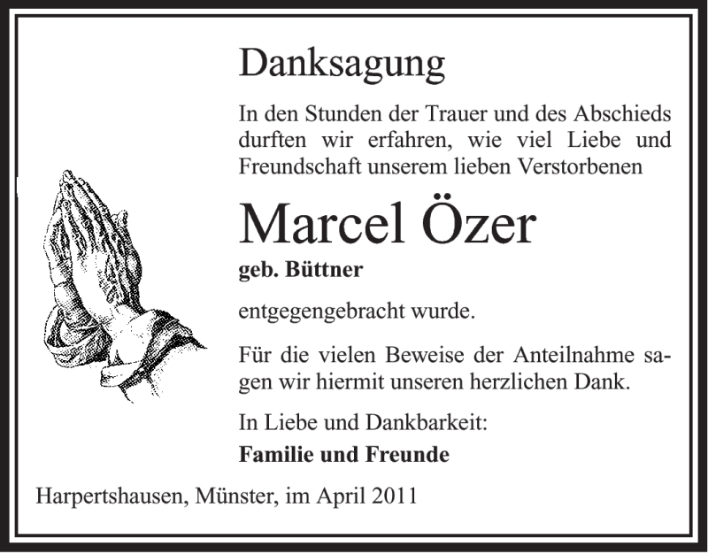  Traueranzeige für Marcel Özer vom 13.04.2011 aus OFFENBACH-POST/HANAU-POST