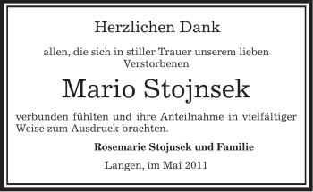 Traueranzeige von Mario Stojnsek von OFFENBACH-POST/HANAU-POST