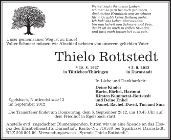 Traueranzeige von Thielo Rottstedt von Offenbach