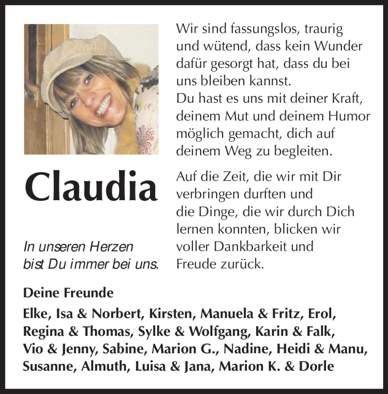  Traueranzeige für Claudia Mayer-Diehl vom 27.09.2012 aus Offenbach