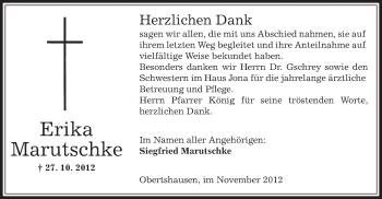 Traueranzeige von Erika Marutschke von Offenbach