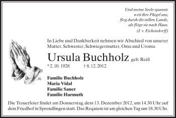 Traueranzeige von Ursula Buchholz von Offenbach