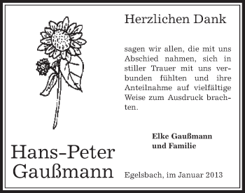 Traueranzeige von Hans-Peter Gaußmann von Offenbach