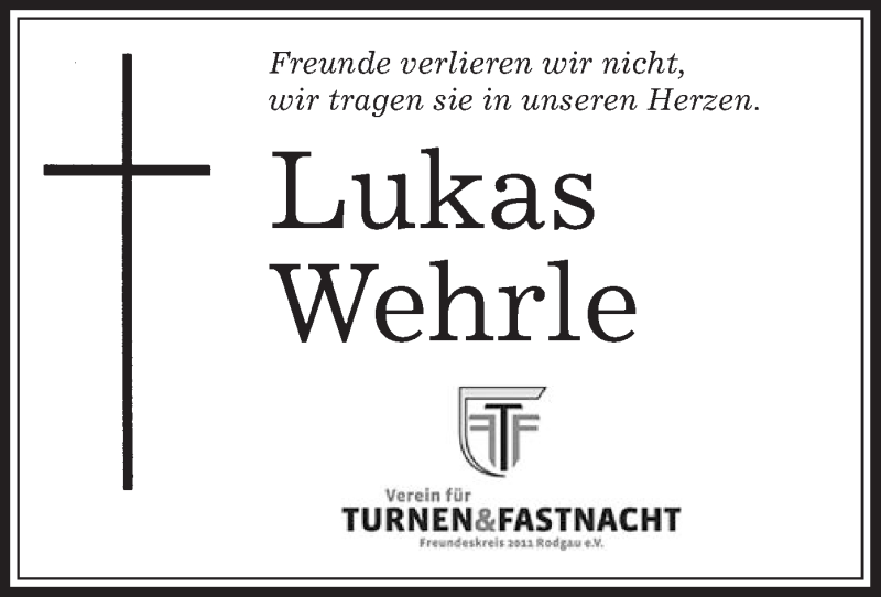  Traueranzeige für Lukas Wehrle vom 09.01.2013 aus Offenbach