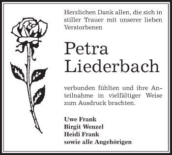 Traueranzeige von Petra Liederbach von Offenbach