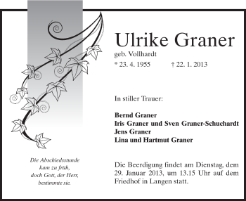 Traueranzeige von Ulrike Graner von Offenbach