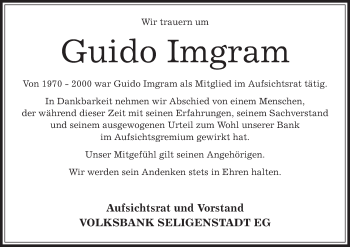 Traueranzeige von Guido Imgram von Offenbach