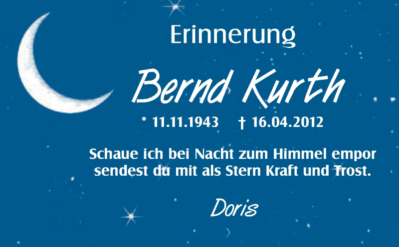  Traueranzeige für Bernd Kurth vom 18.04.2013 aus Offenbach