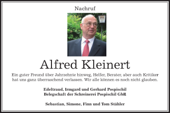 Traueranzeige von Alfred Kleinert von Offenbach