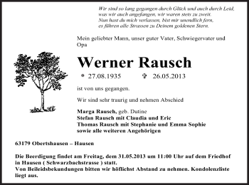 Traueranzeige von Werner Rausch von Offenbach