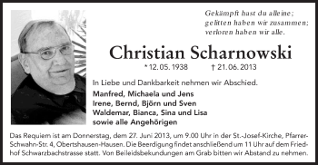 Traueranzeige von Christian Scharnowski von Offenbach