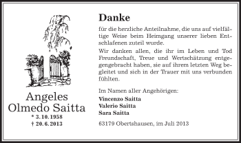 Traueranzeige von Angeles Olmedo Saitta von Offenbach