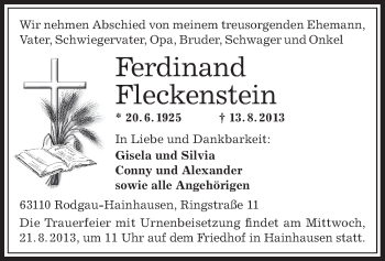 Traueranzeige von Ferdinand Fleckenstein von Offenbach