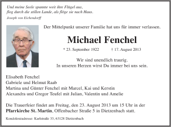 Traueranzeige von Michael Fenchel von Offenbach