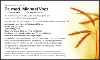 Traueranzeige von Michael Vogt von Offenbach