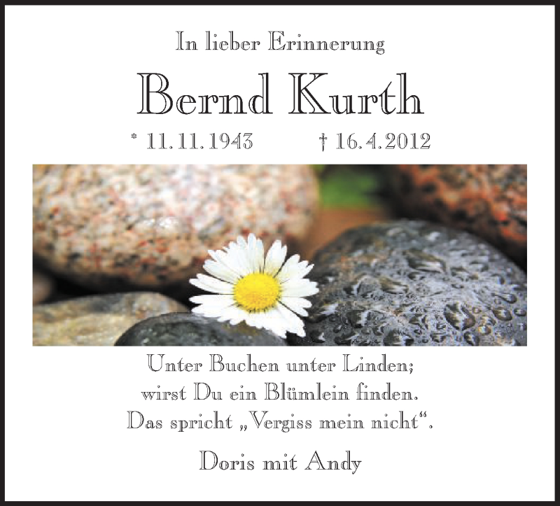  Traueranzeige für Bernd Kurth vom 14.11.2013 aus Offenbach