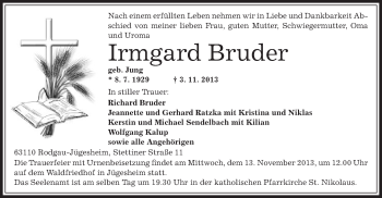 Traueranzeige von Irmgard Bruder von Offenbach