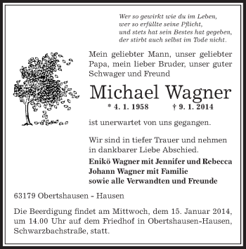 Traueranzeige von Michael Wagner von Offenbach