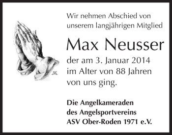 Traueranzeige von Max Neusser von Offenbach