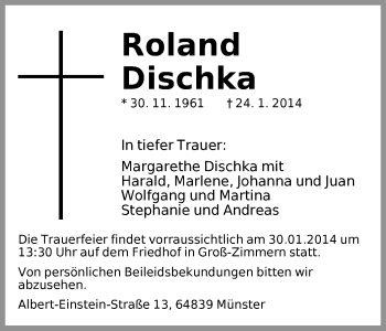 Traueranzeige von Roland Dischka von Offenbach