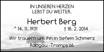 Traueranzeige von Herbert Berg von Offenbach