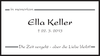 Traueranzeige von Ella Keller von Offenbach