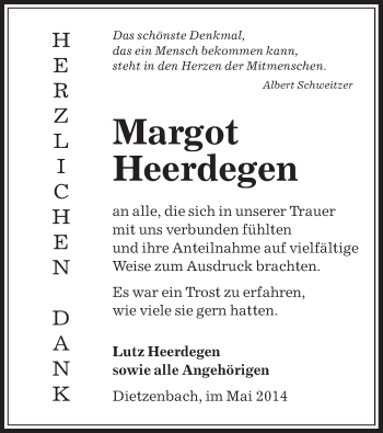 Traueranzeige von Margot Heerdegen von Offenbach