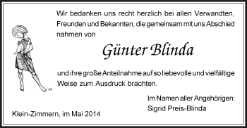 Traueranzeige von Günter Blinda von Offenbach