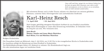 Traueranzeige von Karl-Heinz Resch von Offenbach