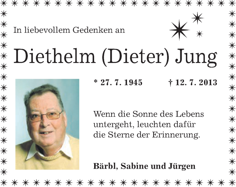  Traueranzeige für Diethelm Jung vom 12.07.2014 aus Offenbach