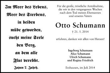 Traueranzeige von Otto Schumann von Offenbach