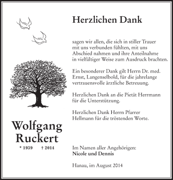 Traueranzeige von Wolfgang Ruckert von Offenbach